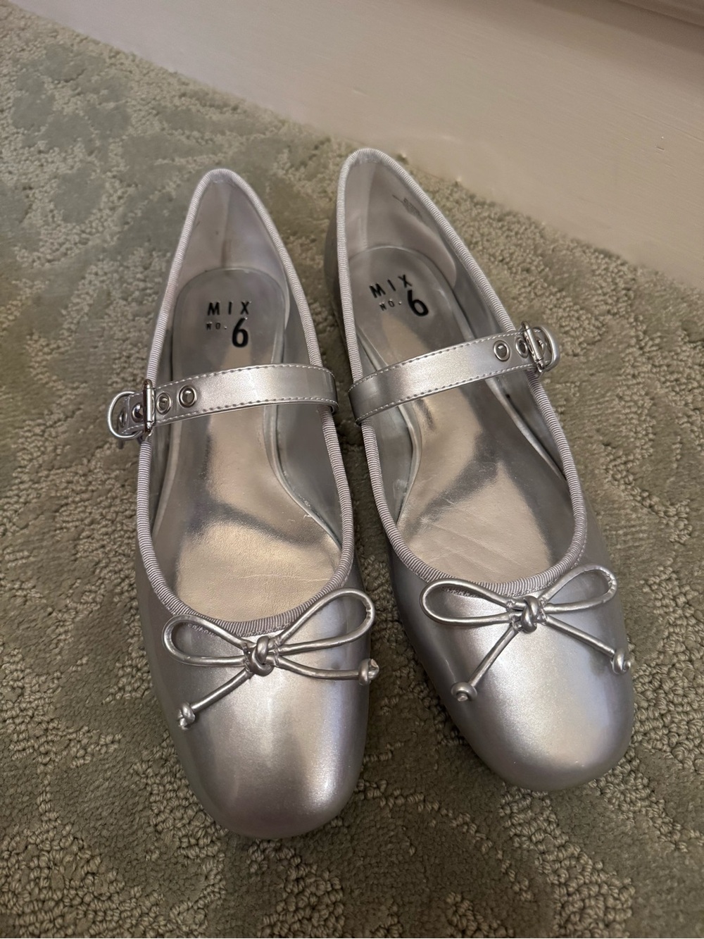 Silver Ballet Flats